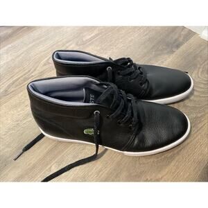Lacoste Men’s High-Top Sneakers Black Size 10 Leather Athletic Casual Shoes